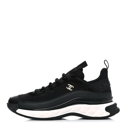 Chanel Velvet Calfskin Mixed Fibers CC Sneakers 39.5 Black 1 of 13