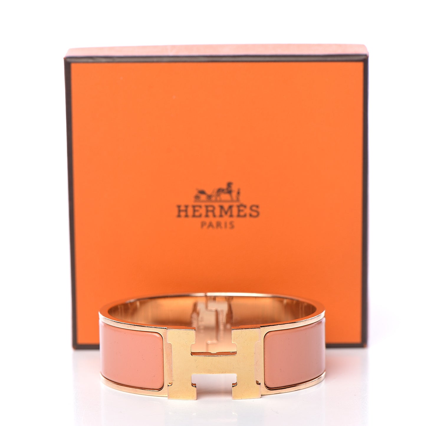 Enamel Wide Clic Clac H Bracelet GM Rose Saumon