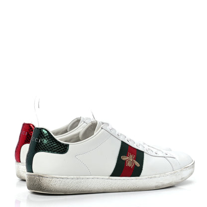 Gucci Calfskin Ayers Bee Embroidered Womens Ace Sneakers 39 White Green 4 of 12