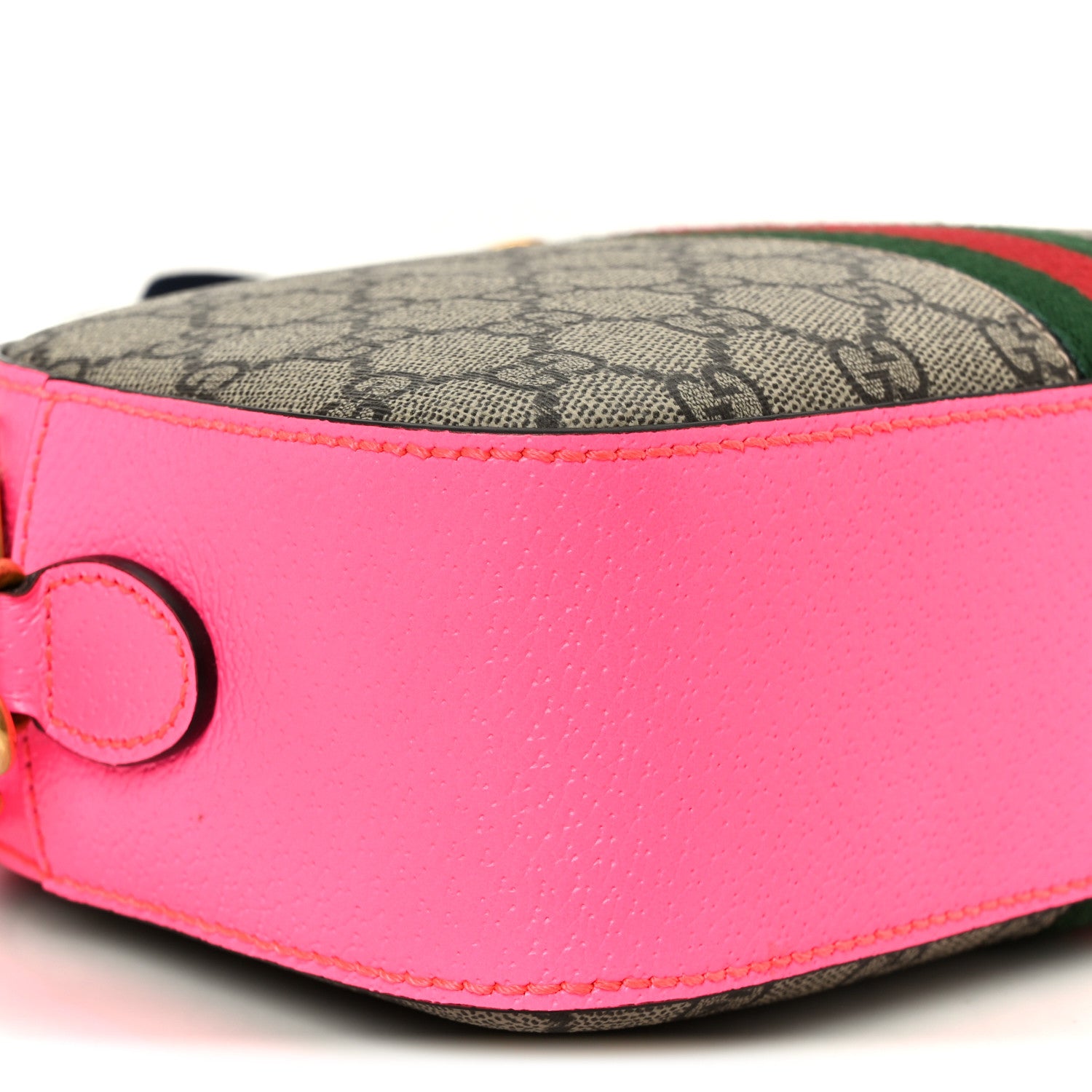 Gucci GG Supreme Monogram Textured Dollar Calfskin Web Ophidia Small Crossbody Bag Beige Ebony Fuchsia 9 of 10