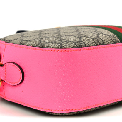 Gucci GG Supreme Monogram Textured Dollar Calfskin Web Ophidia Small Crossbody Bag Beige Ebony Fuchsia 9 of 10