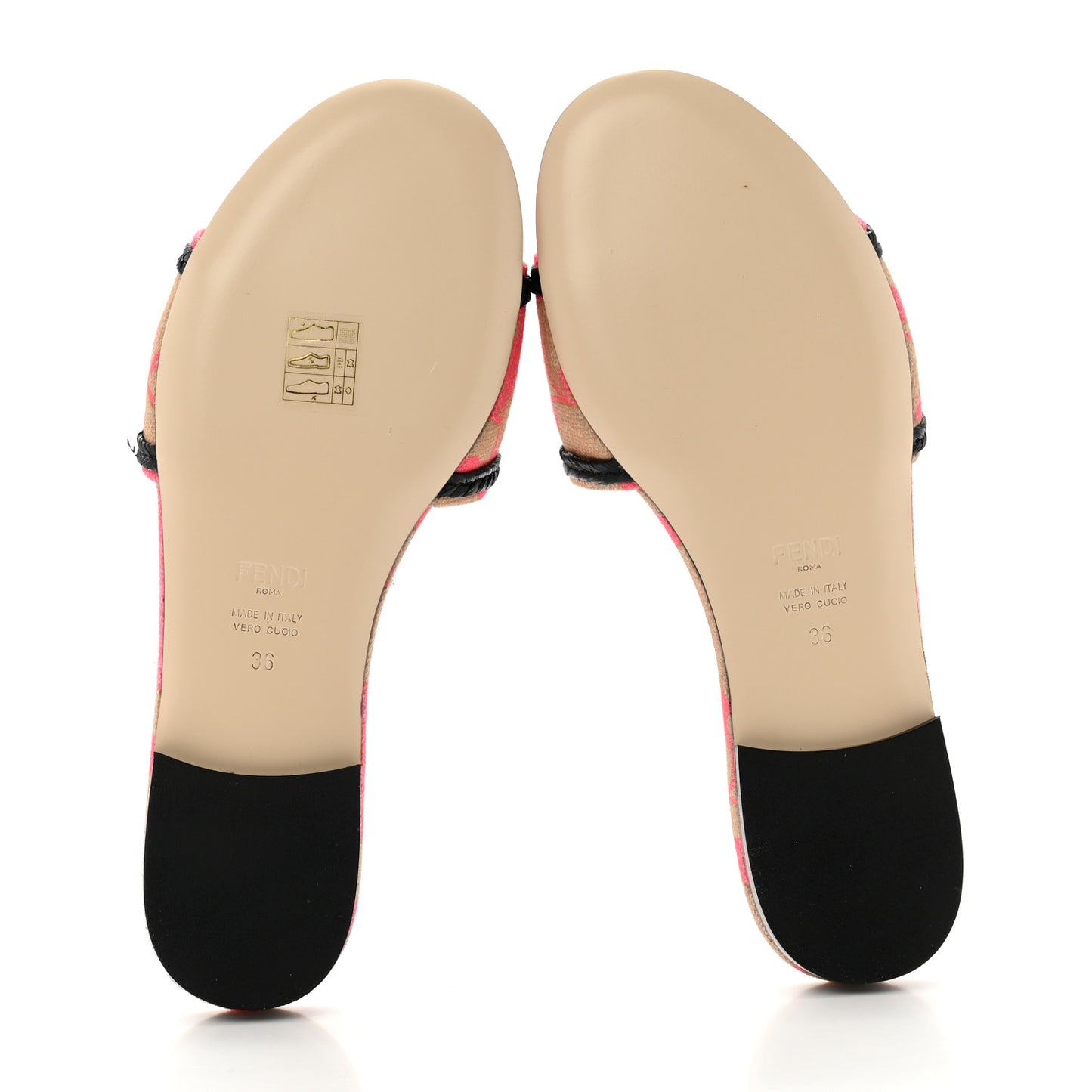 Canvas Rose Logo Embroidered Flat Slide Sandals 36 Kissed Black