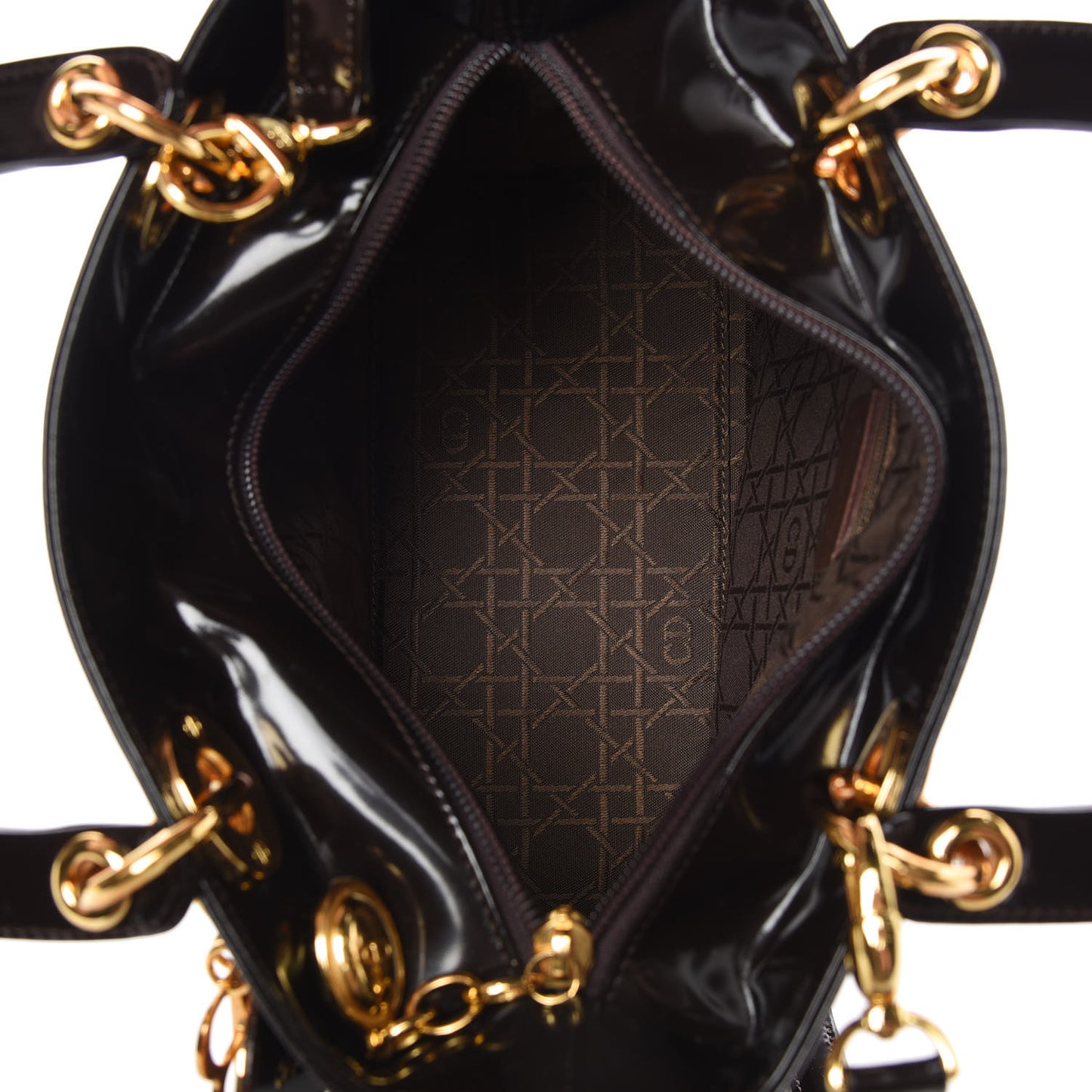 Patent Medium Lady Dior Dark Brown