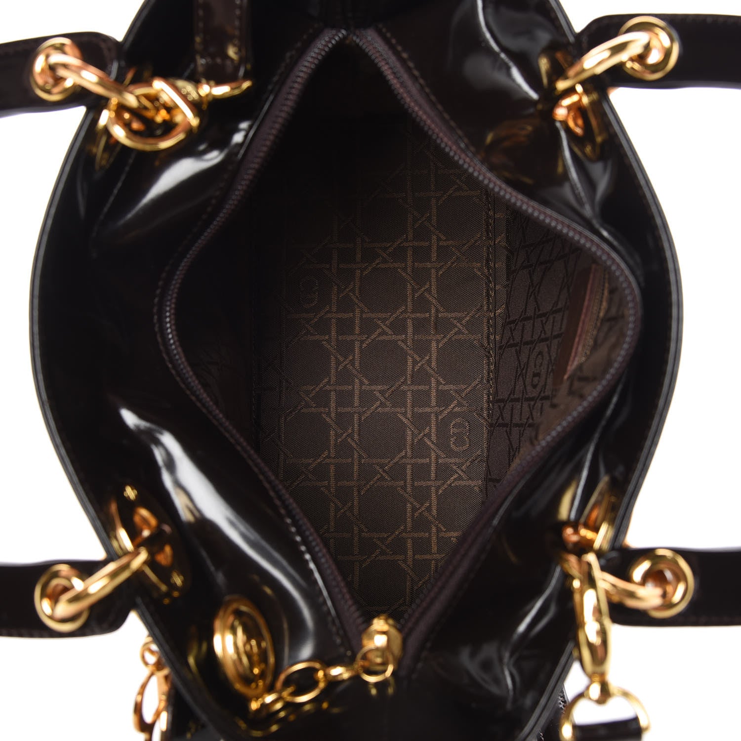 Christian Dior Patent Medium Lady Dior Dark Brown 7 of 9