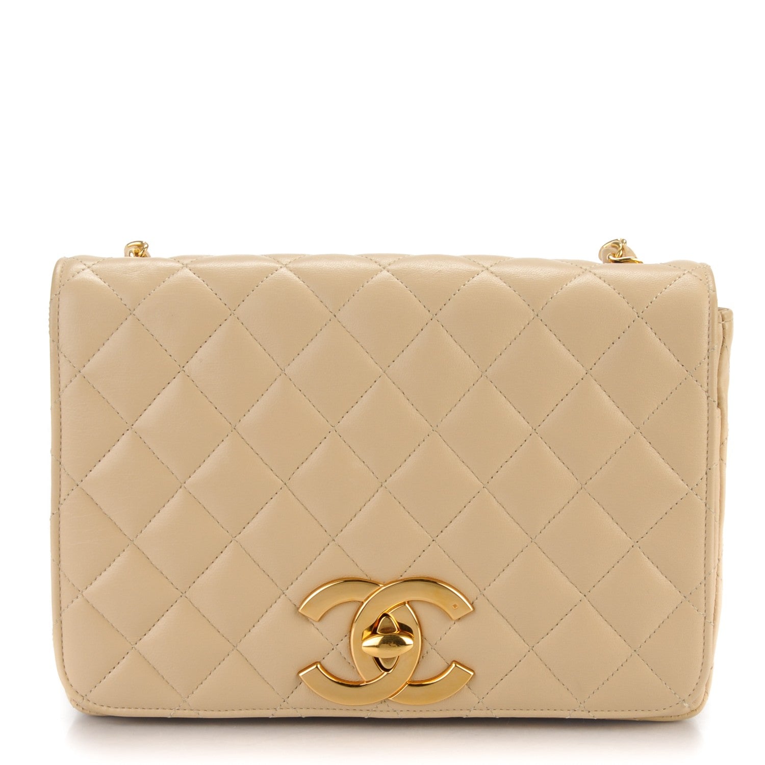 Chanel Lambskin Quilted Small Single Flap Beige 1 of 8