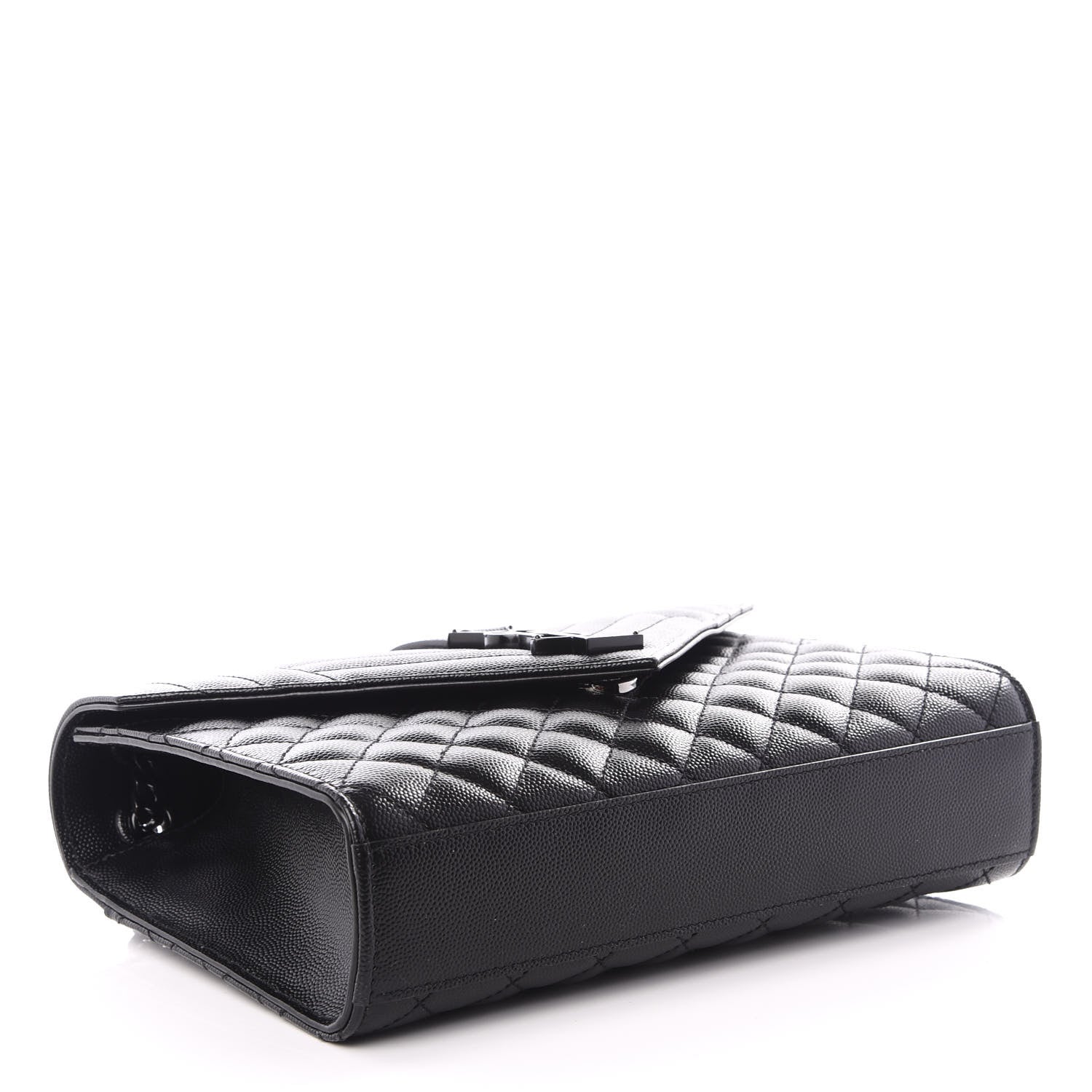Saint Laurent Grain De Poudre Textured Mixed Matelasse Triquilt Medium Monogram Satchel Black 3 of 9