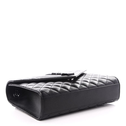 Saint Laurent Grain De Poudre Textured Mixed Matelasse Triquilt Medium Monogram Satchel Black 3 of 9