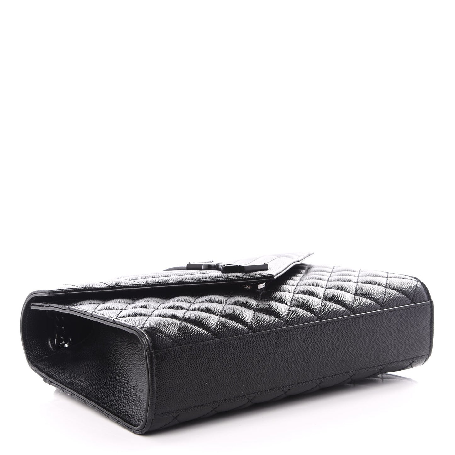Grain De Poudre Textured Mixed Matelasse Triquilt Medium Monogram Satchel Black