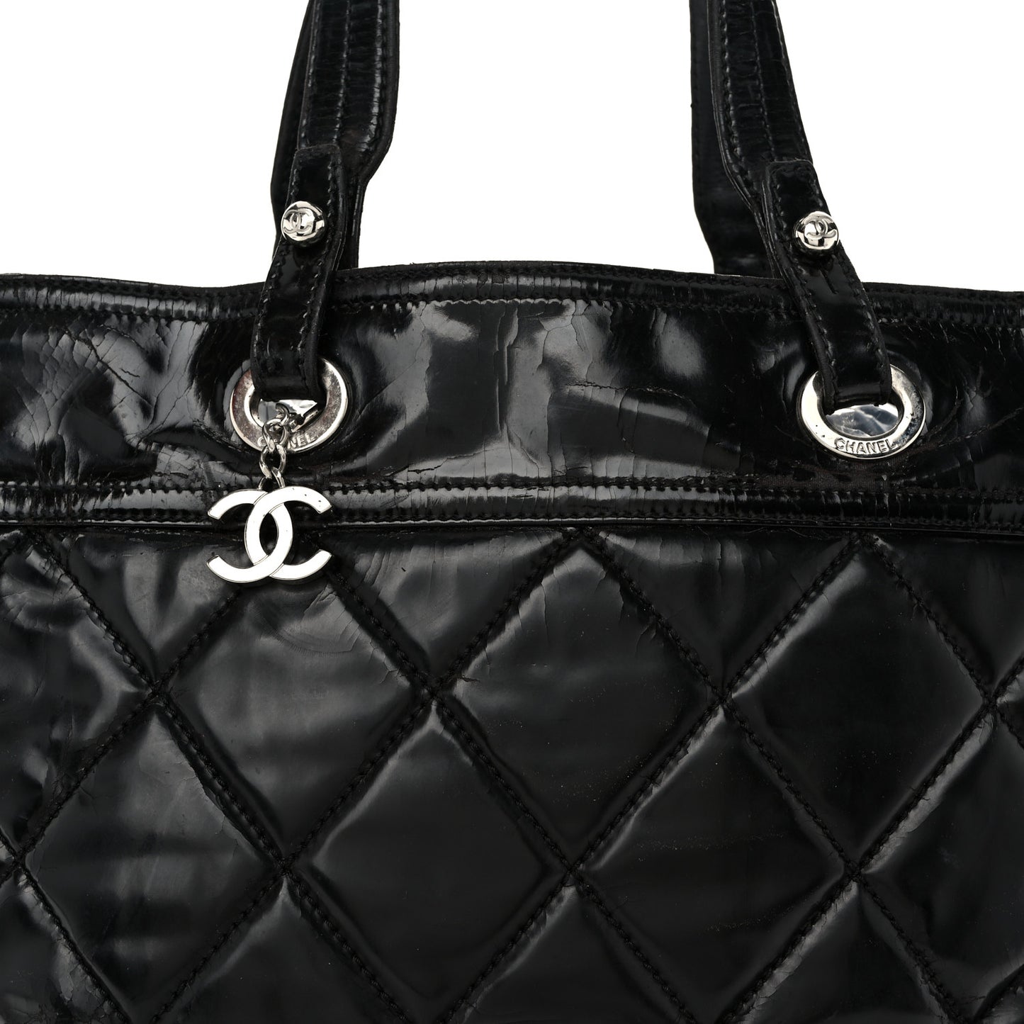 Vinyl Quilted Large Paris Biarritz Tote Black
