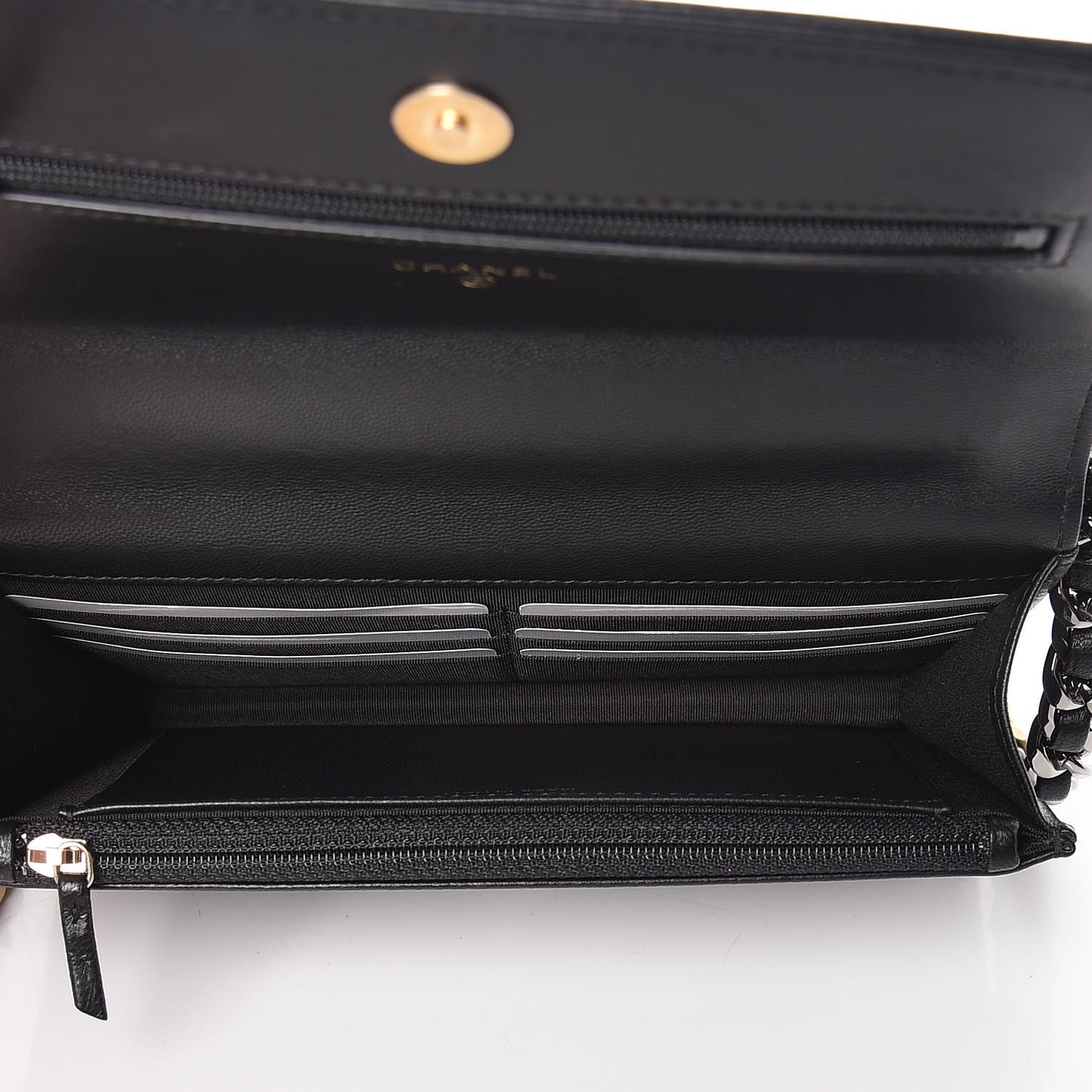 Goatskin Quilted 19 Wallet On Chain WOC Black