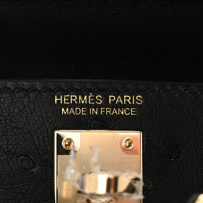 Hermes Ostrich Kelly Sellier Mini 20 Black 6 of 11