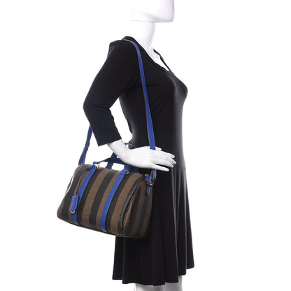 Fendi Pequin Spalmati Vitello Flamingo Small Boston Tobacco Blue Neon 2 of 10