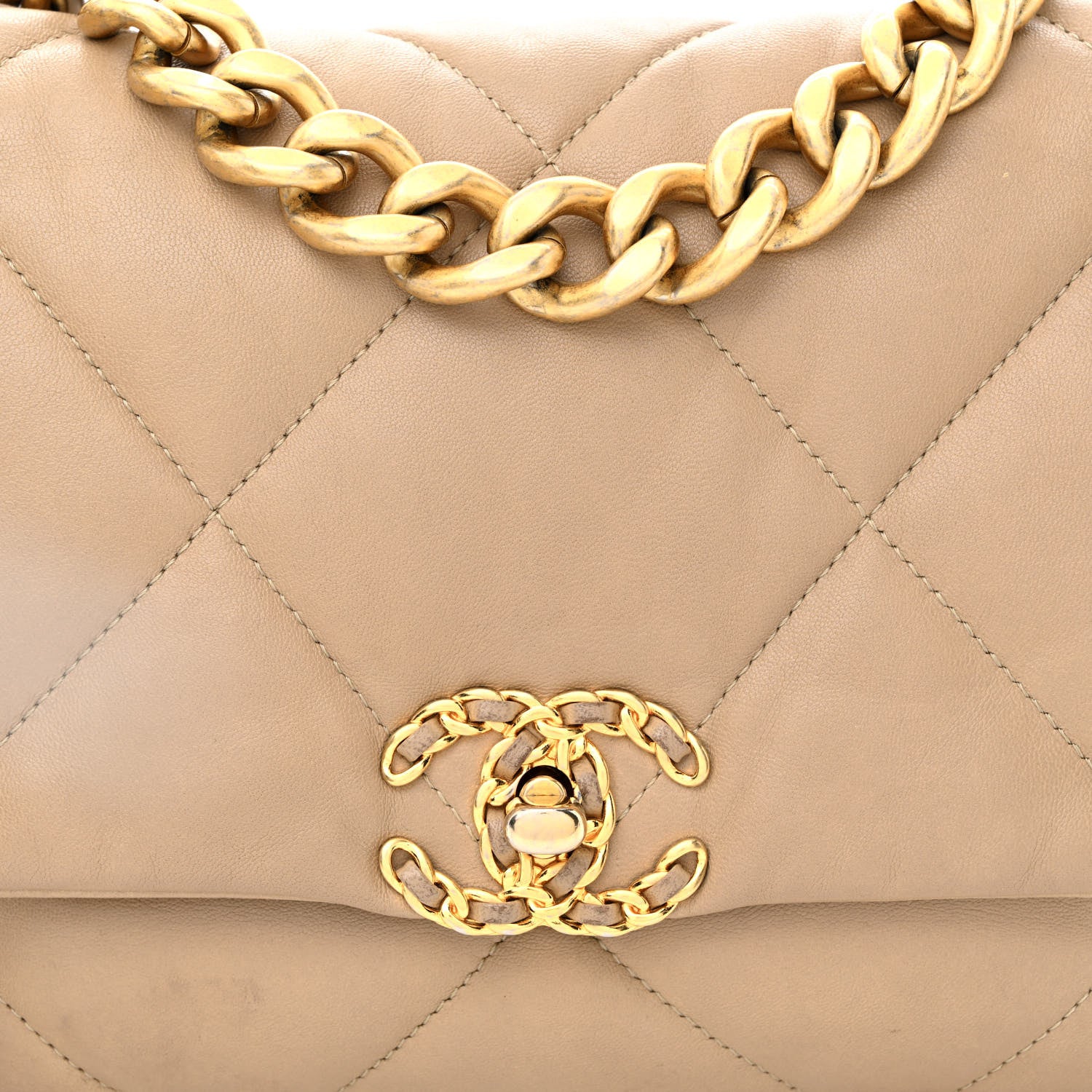 Chanel Lambskin Quilted Large Chanel 19 Flap Dark Beige 8 of 12