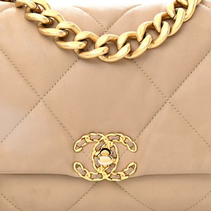 Chanel Lambskin Quilted Large Chanel 19 Flap Dark Beige 8 of 12