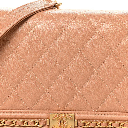 Chanel Caviar Quilted Chain Around Boy Wallet On Chain WOC Dark Beige 9 of 12