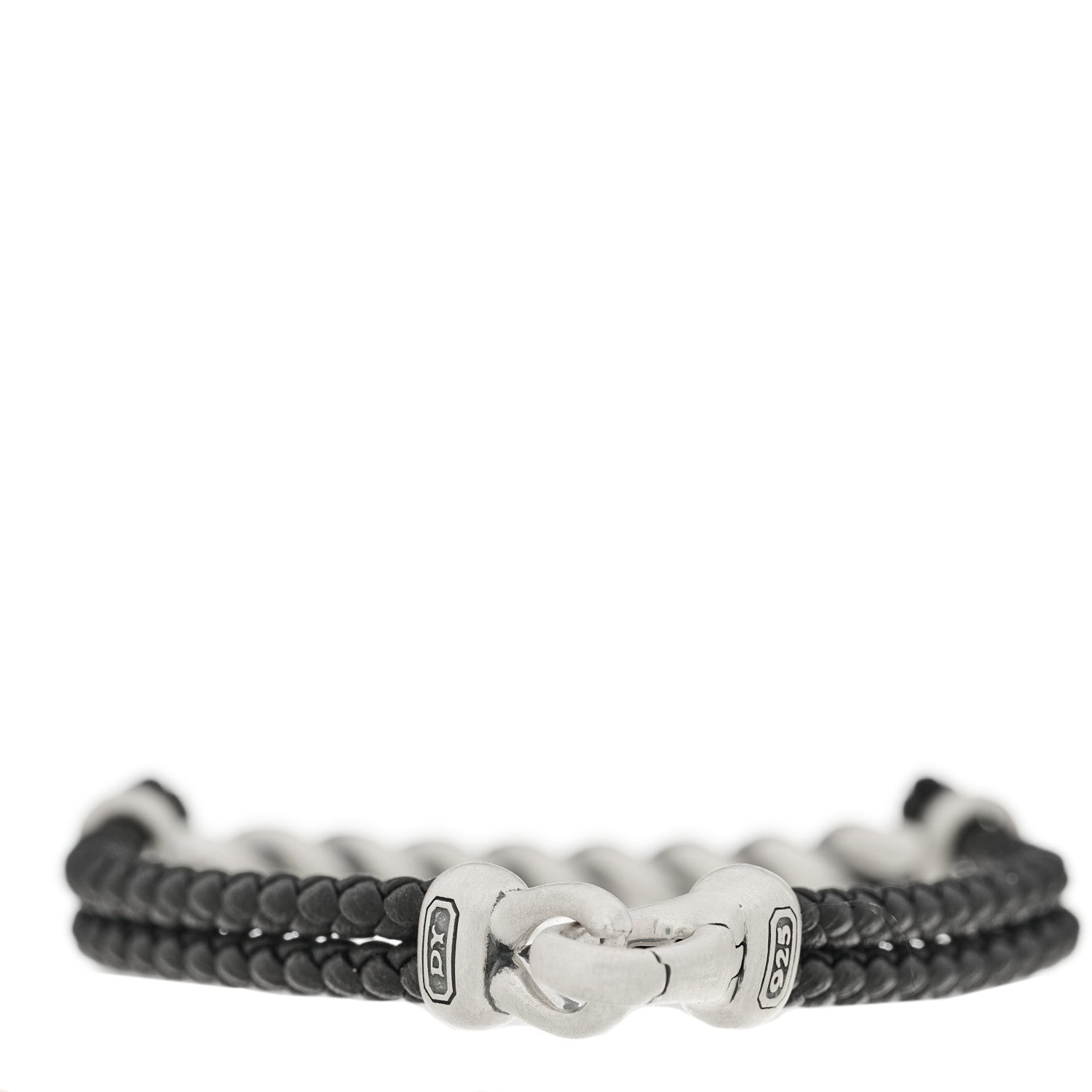 David Yurman Sterling Silver Leather Cable Metro Bracelet Black 2 of 4
