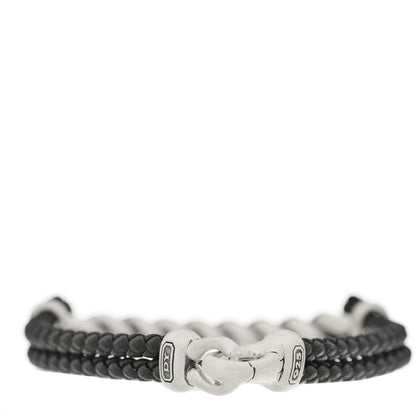 David Yurman Sterling Silver Leather Cable Metro Bracelet Black 2 of 4