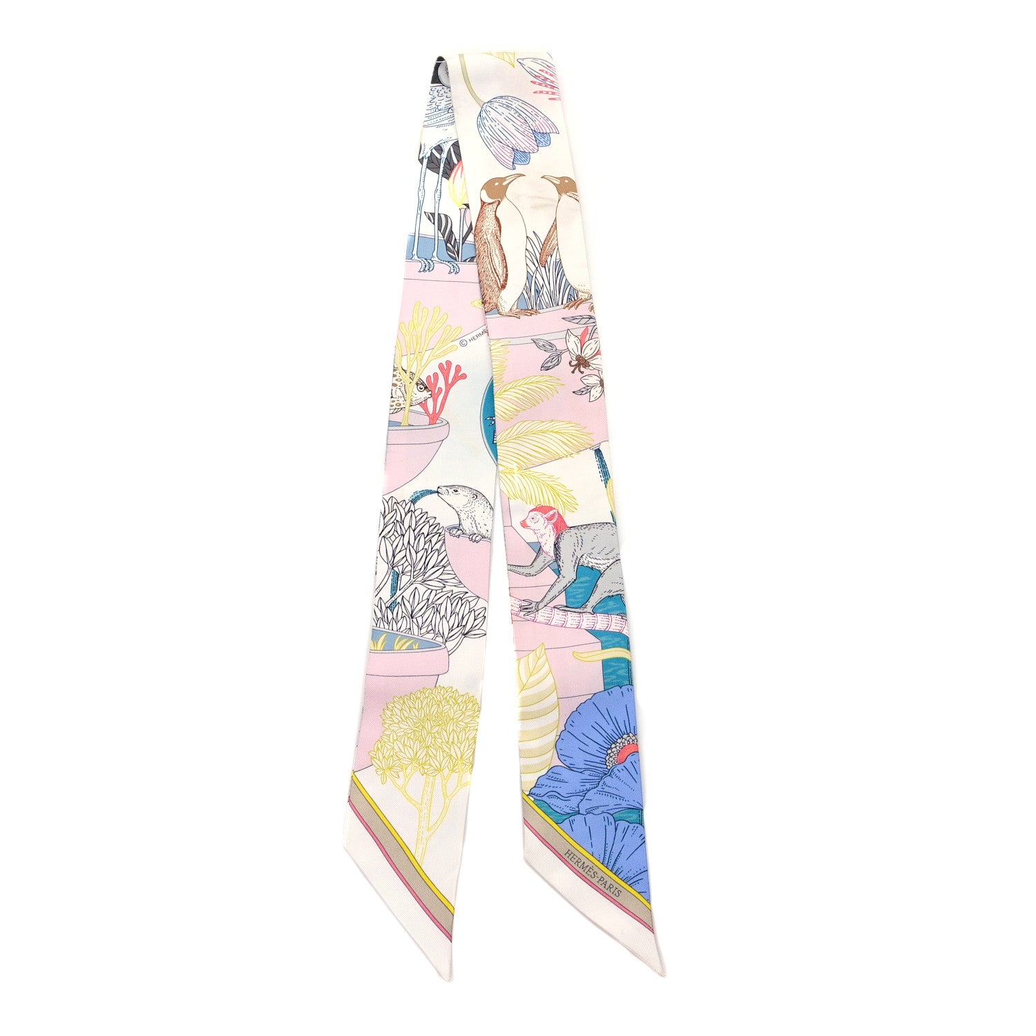 Hermes Silk Precious Paradise Twilly Rose Pale White Bleu 2 of 4