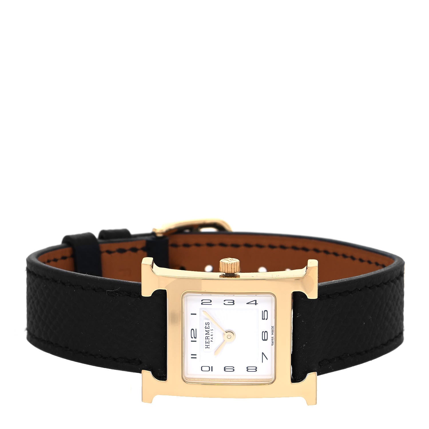 Hermes Stainless Steel Epsom 21mm Heure H Hour Quartz Watch Noir 3 of 5