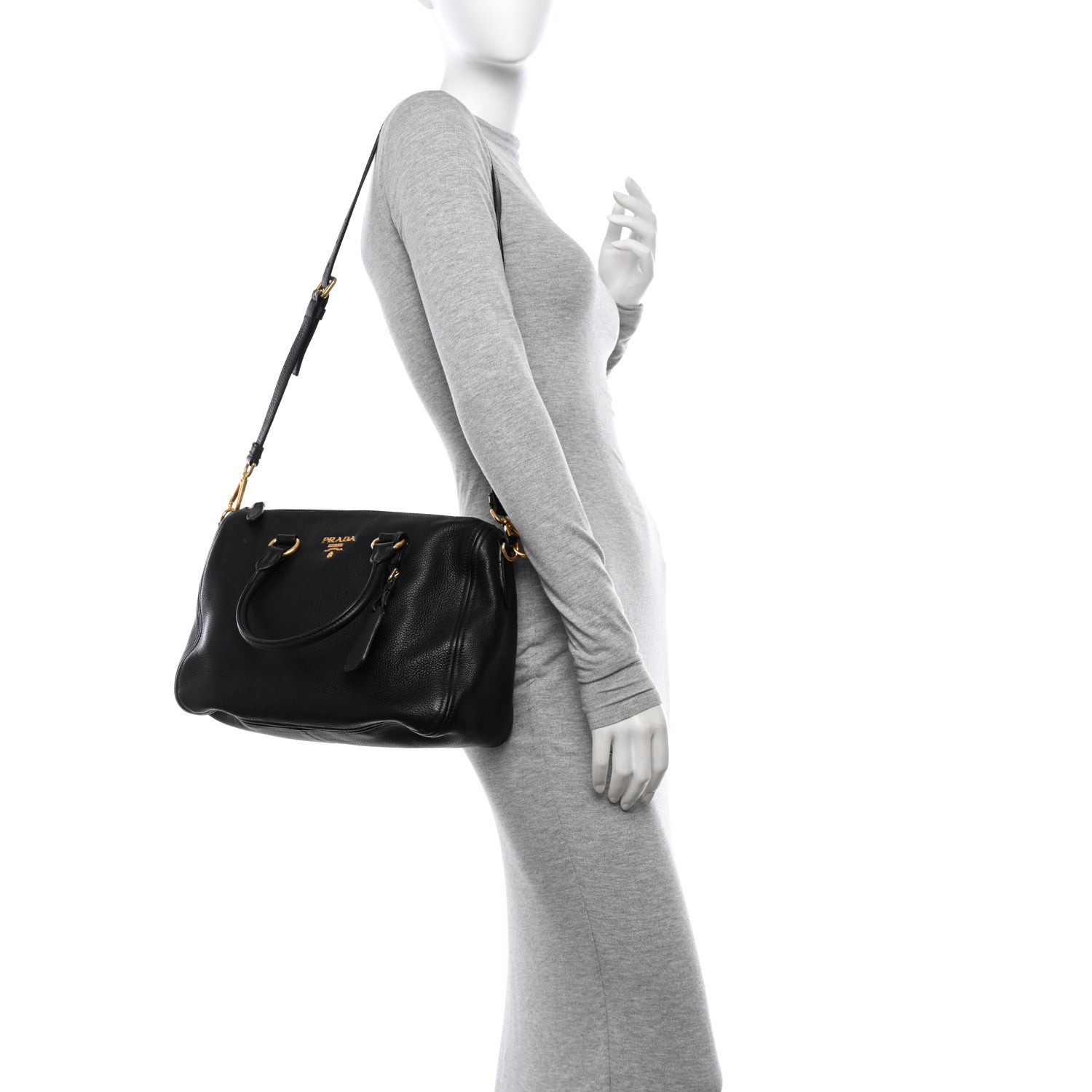 Prada Vitello Phenix Bauletto Black 3 of 10