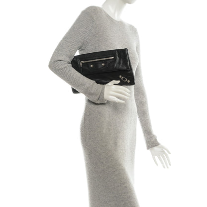 Balenciaga Agneau Giant 12 Silver Hardware Envelope Clutch Black 2 of 7