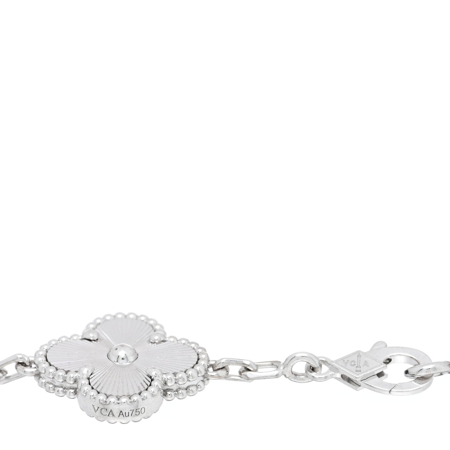 18K White Gold 5 Motifs Guilloche Vintage Alhambra Bracelet