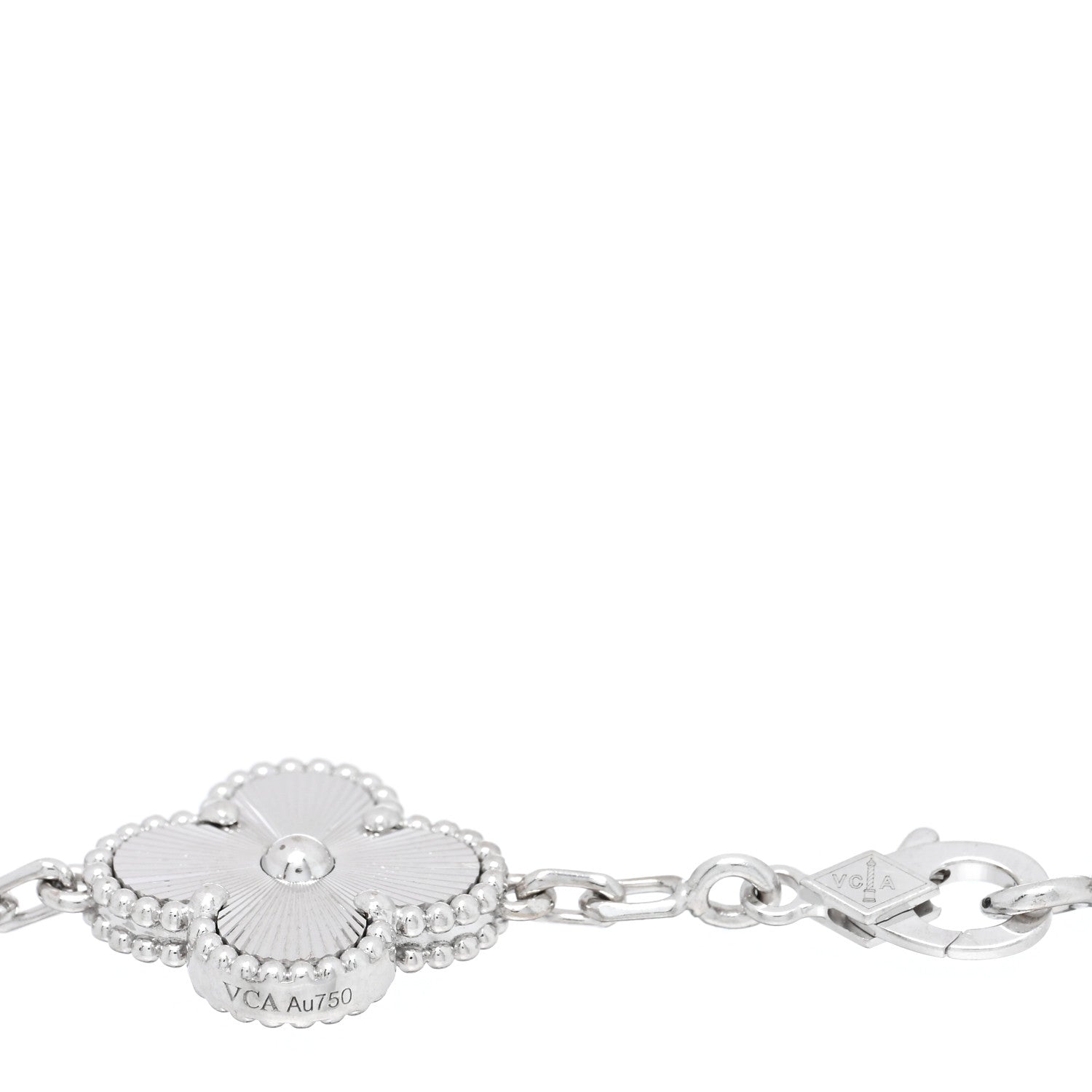 Van Cleef & Arpels 18K White Gold 5 Motifs Guilloche Vintage Alhambra Bracelet 3 of 4