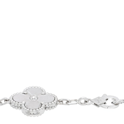 Van Cleef & Arpels 18K White Gold 5 Motifs Guilloche Vintage Alhambra Bracelet 3 of 4