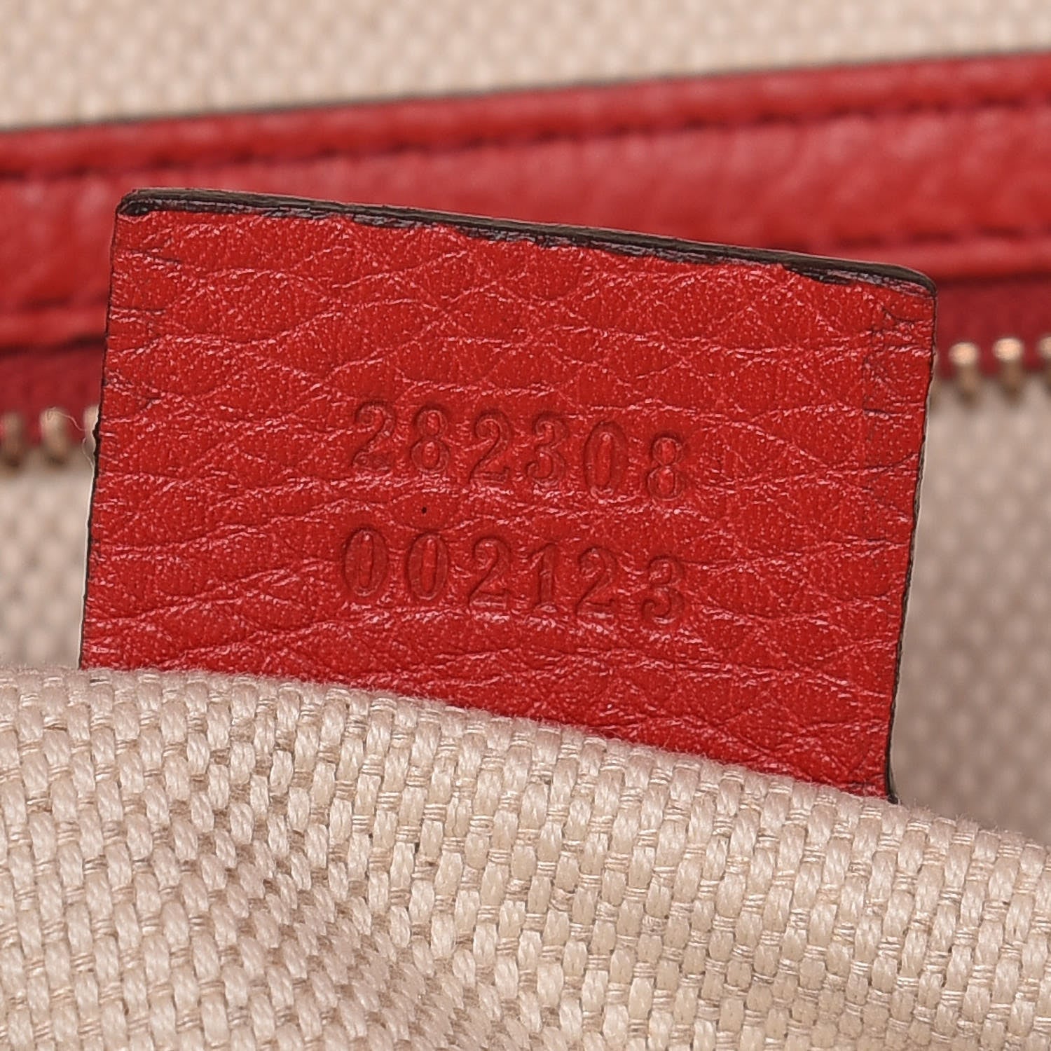 Gucci Pebbled Calfskin Large Soho Shoulder Bag Red 9 of 15