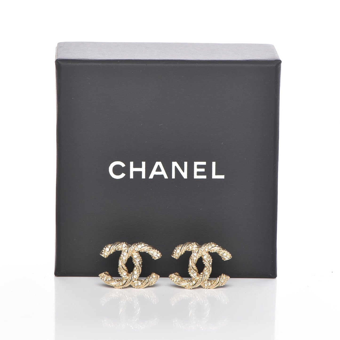 Crystal Twisted CC Earrings Gold