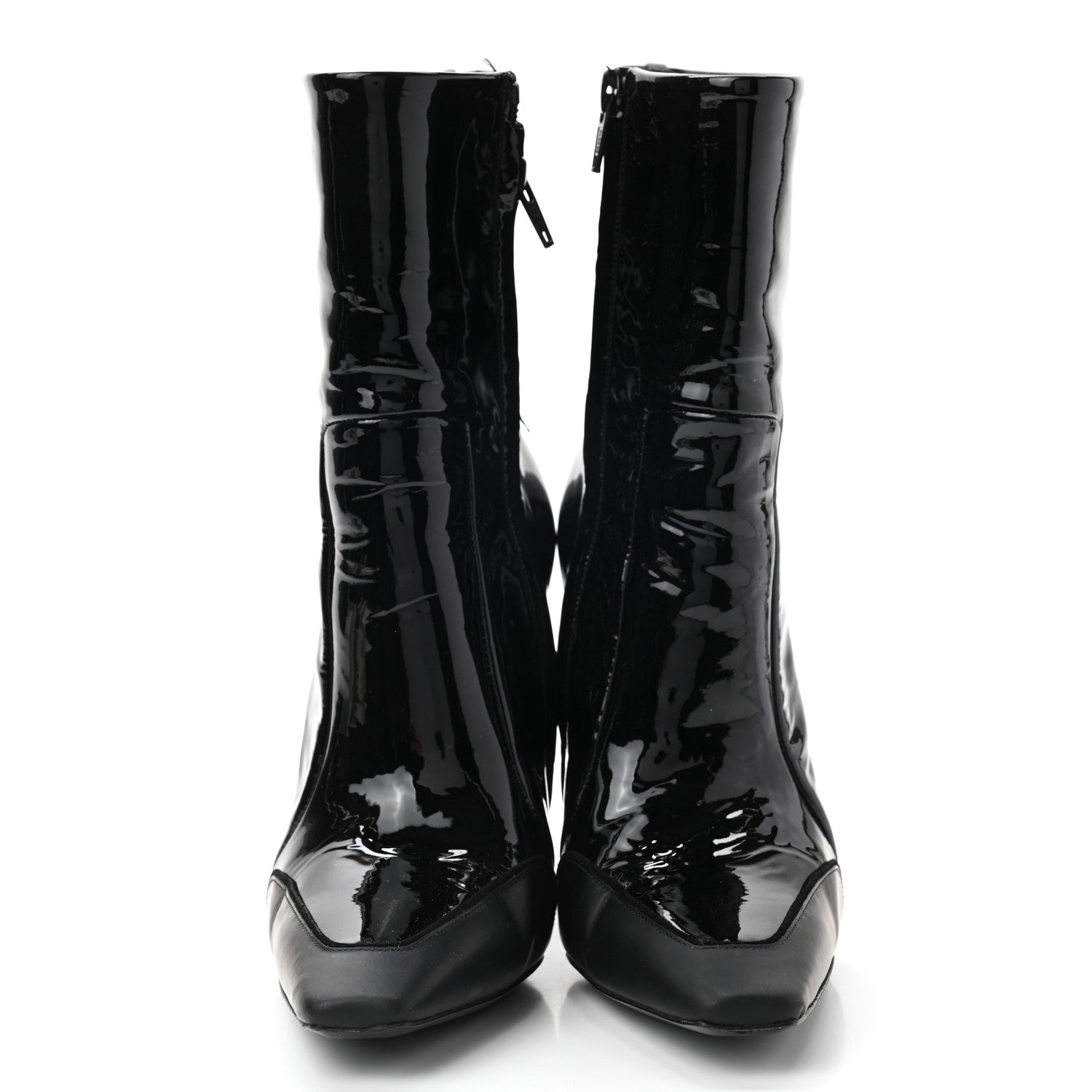 Balenciaga Patent Calfskin Scuba Wedge Ankle Boots 35 Black Gray 2 of 9