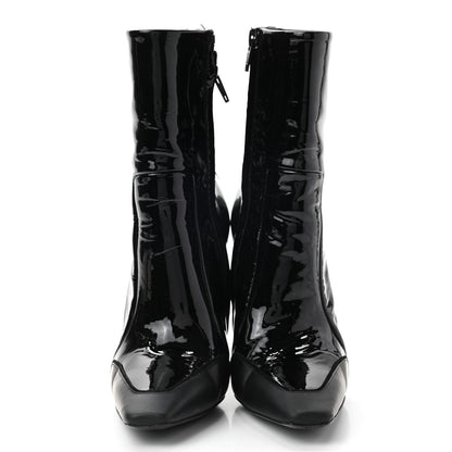 Balenciaga Patent Calfskin Scuba Wedge Ankle Boots 35 Black Gray 2 of 9