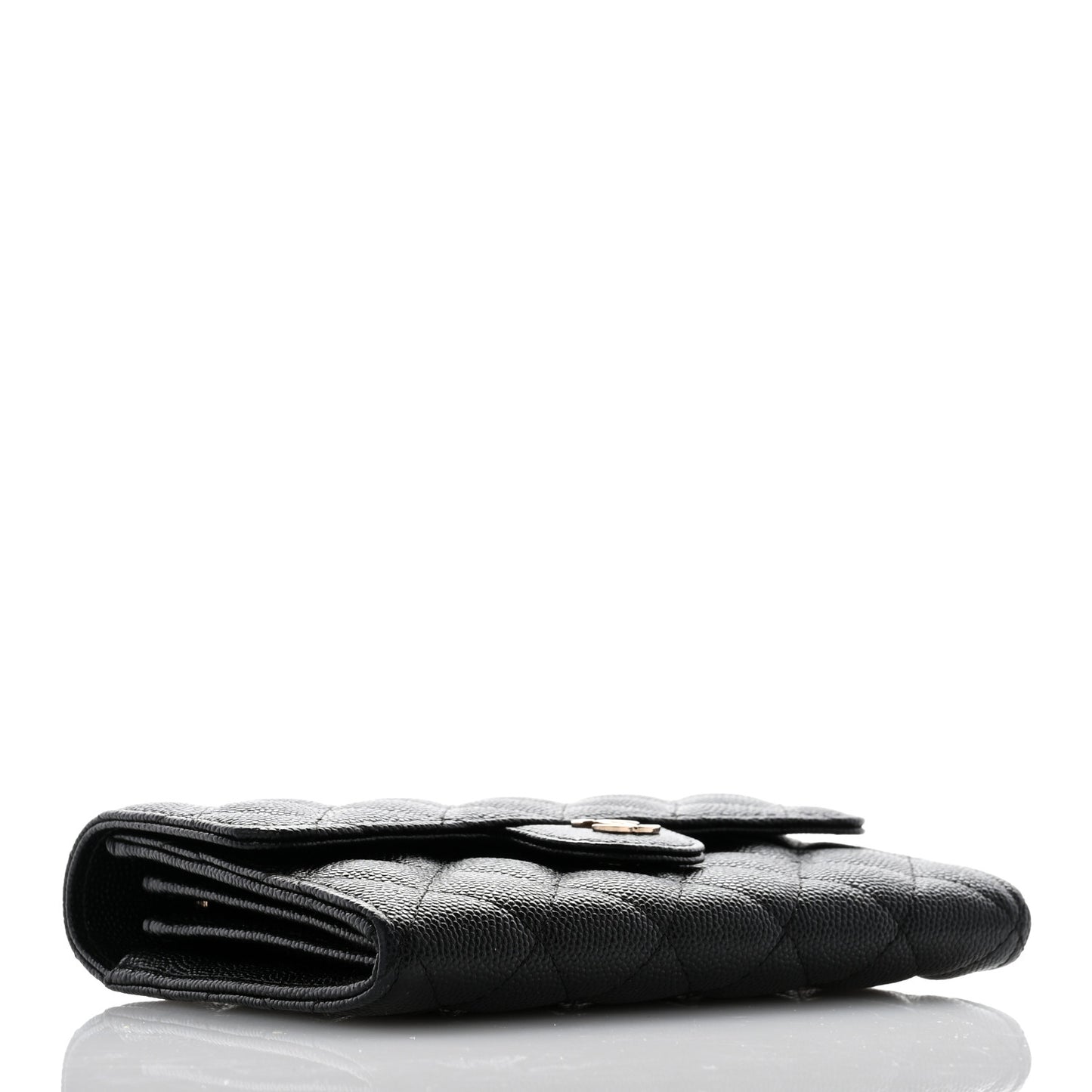 Caviar Quilted Medium Flap Wallet Black