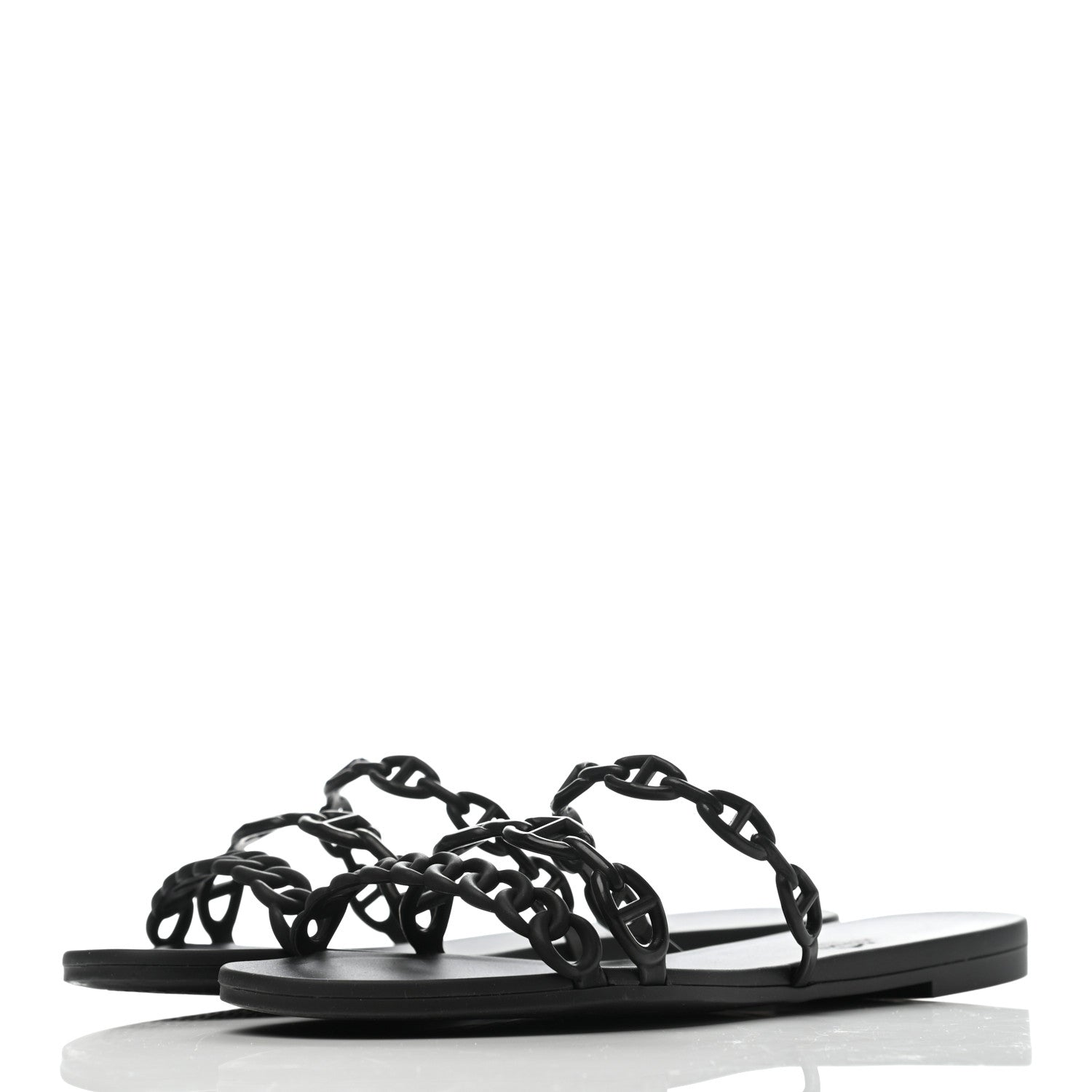 Hermes Rubber Chaine d'Ancre Nude Sandals 39 Black 3 of 8