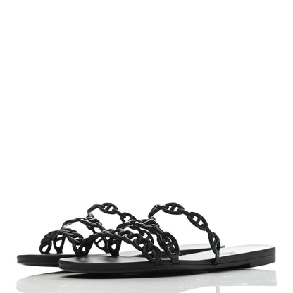 Hermes Rubber Chaine d'Ancre Nude Sandals 39 Black 3 of 8