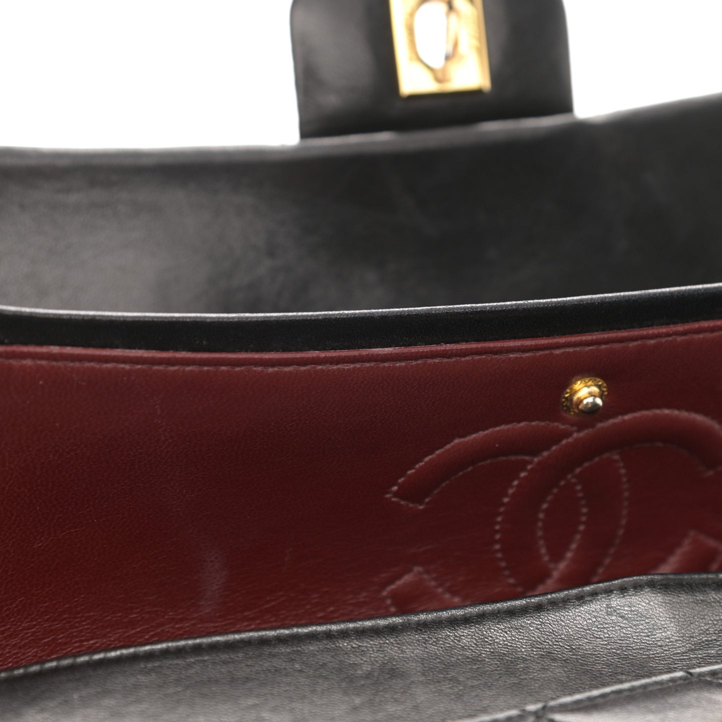 Lambskin Quilted Medium Double Flap Black