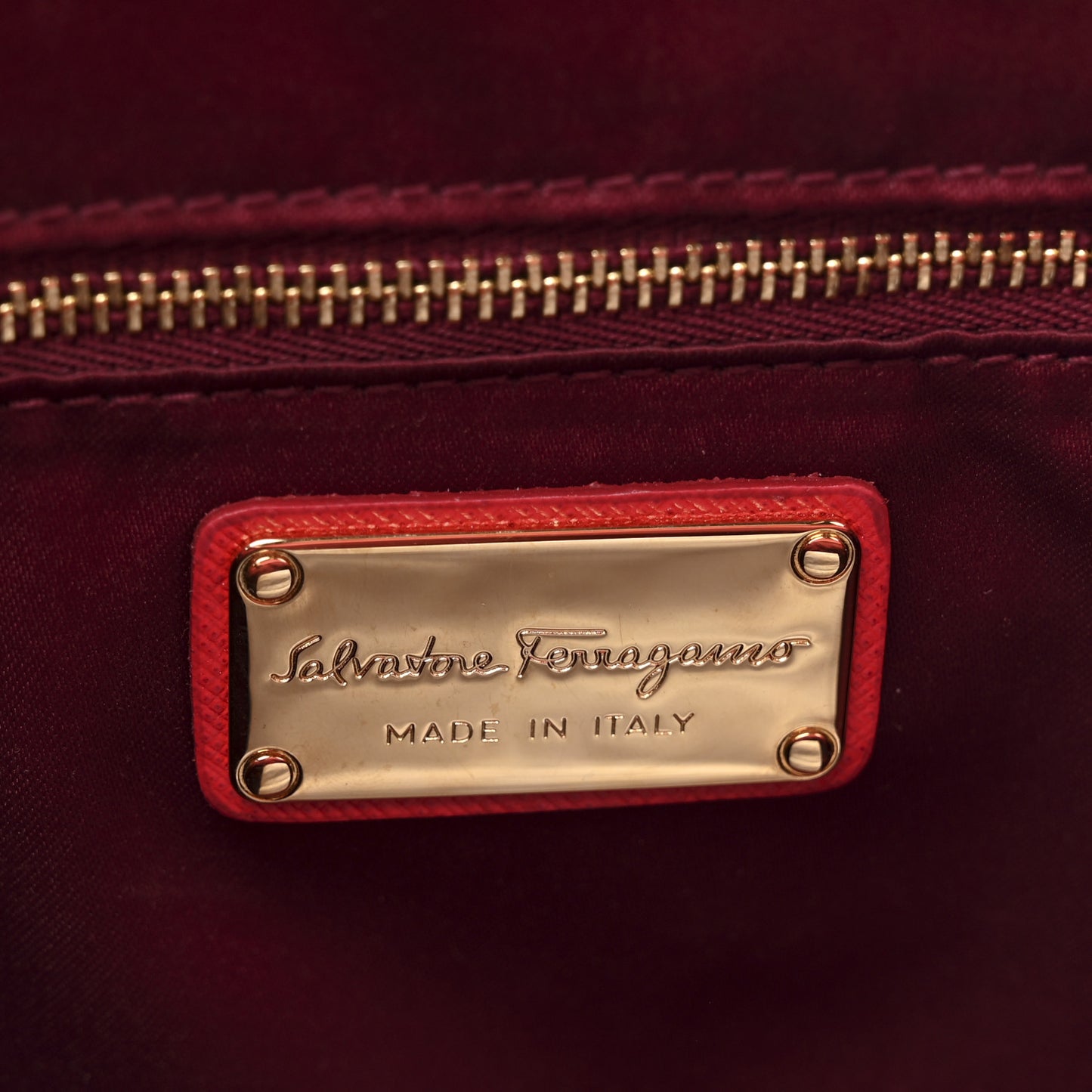 Printed Calfskin Gancini Tote Red Purple