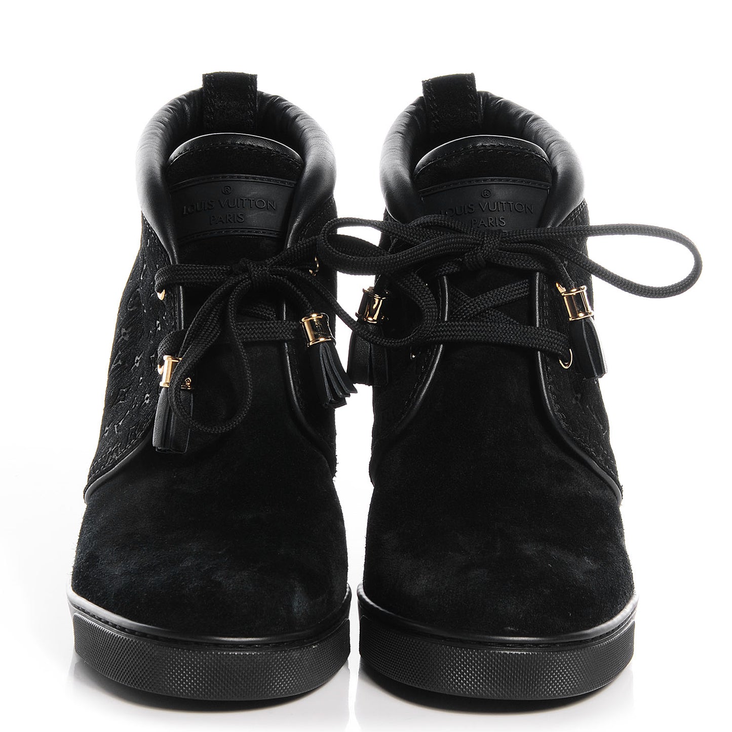 Monogram Suede Black Wedge 38.5