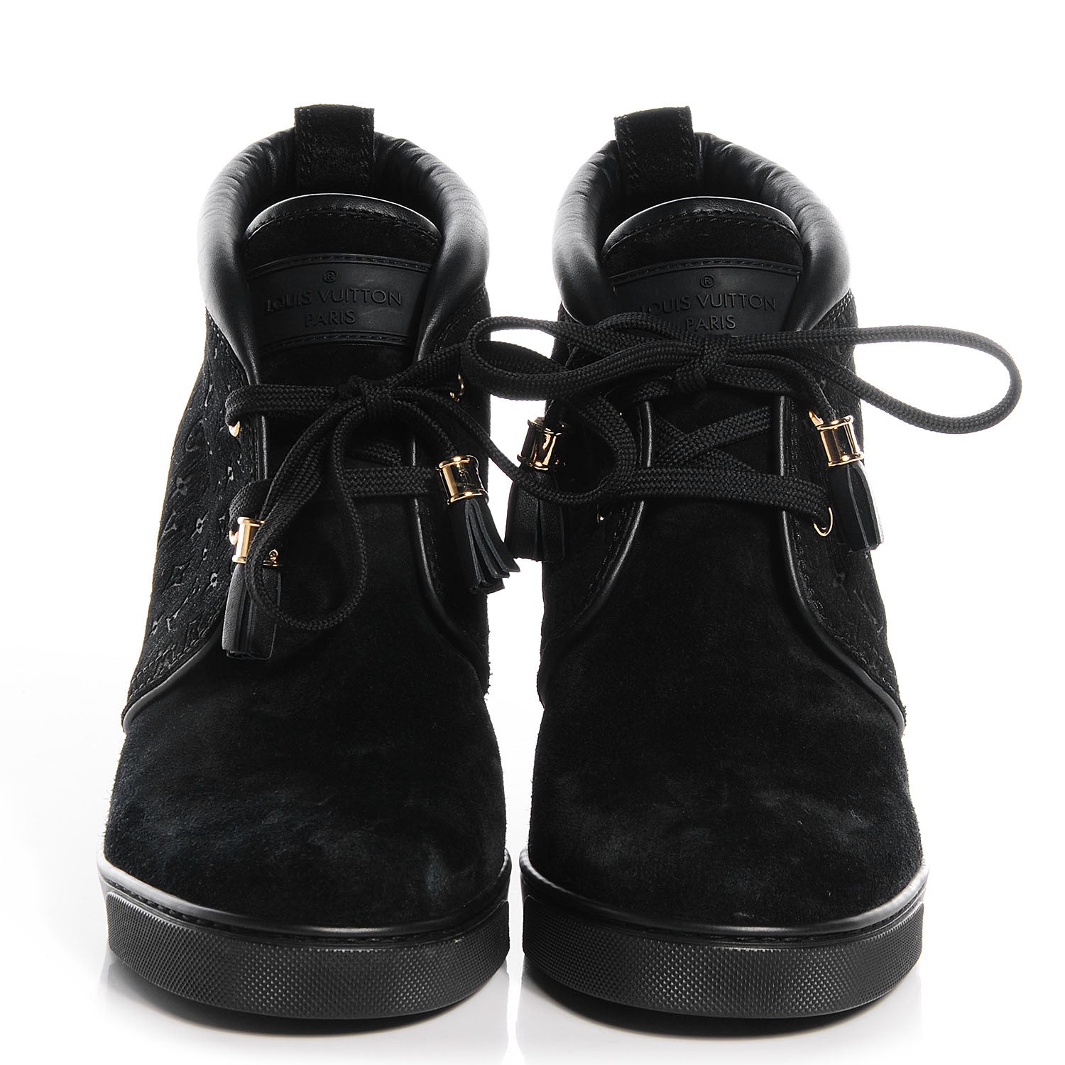 Louis Vuitton Monogram Suede Black Wedge 38.5 2 of 7