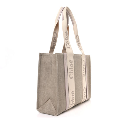 Chloe Cotton Calfskin Medium Woody Ribbon Tote Wild Grey 3 of 10