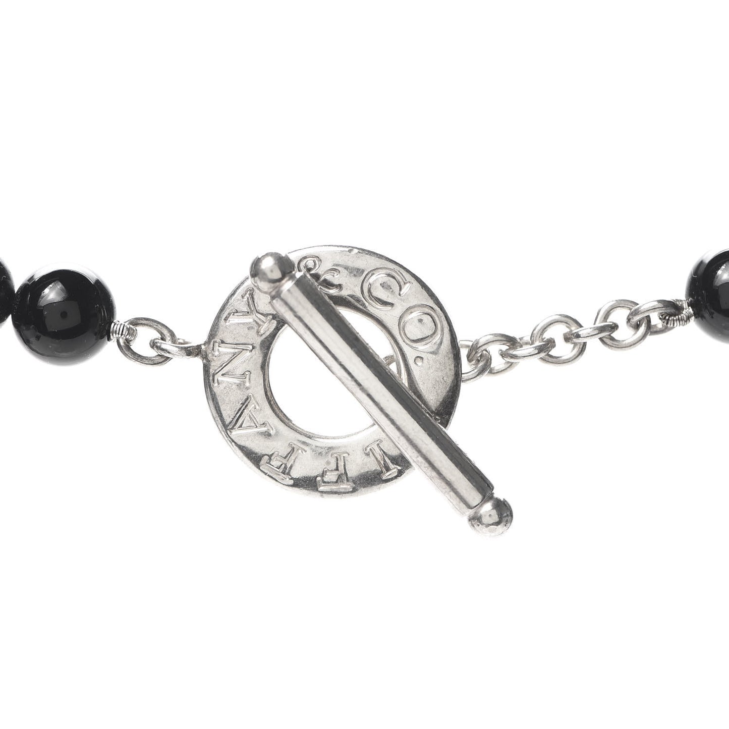 Sterling Silver Black Onyx Bead Toggle Necklace