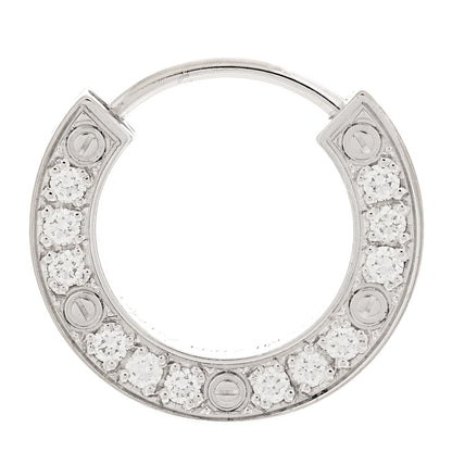 Cartier 18K White Gold Diamond Pave Single LOVE Hoop Earring 1 of 5