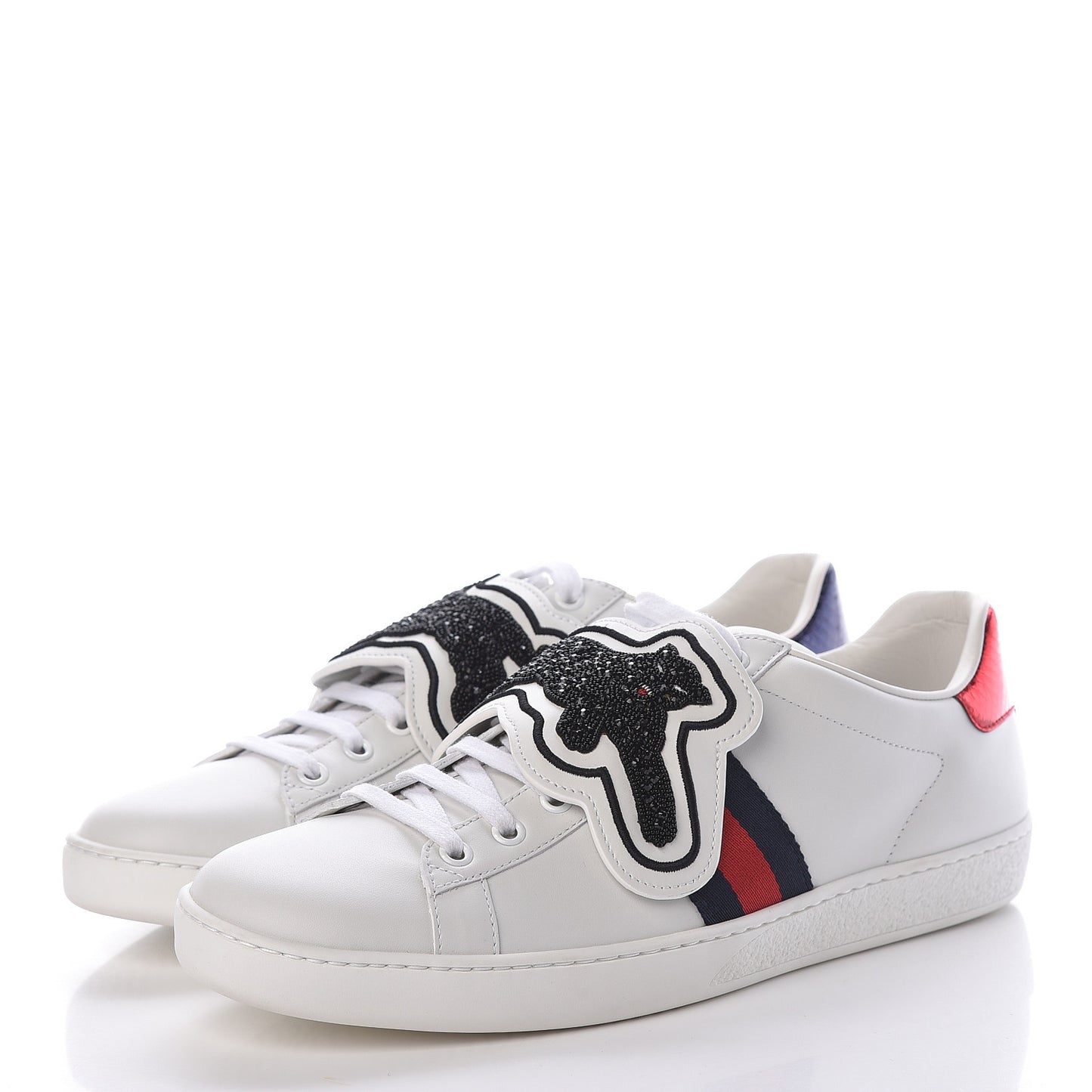 Calfskin Ayers Crystal Panther Embroidered Womens Ace Sneakers 41