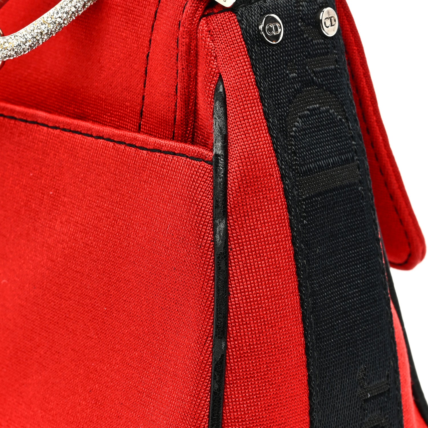 Christian Dior Silk Jersey Crystal Hardcore Clutch Red 13 of 13