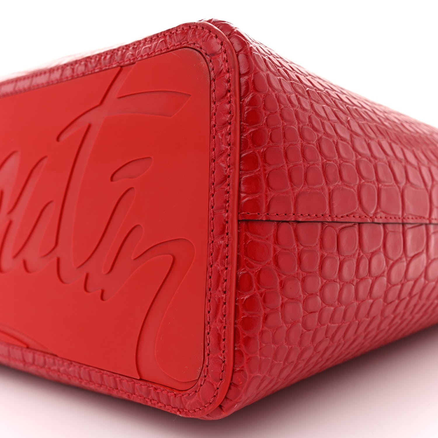 Christian Louboutin CHRISTIAN LOUBOUTIN Calfskin Crocodile Embossed Spikes East West Cabata Tote 11 of 13