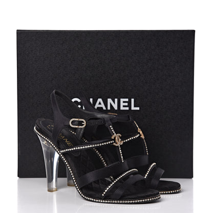 Chanel Satin Crystal CC Sandals 38.5 Black 12 of 12