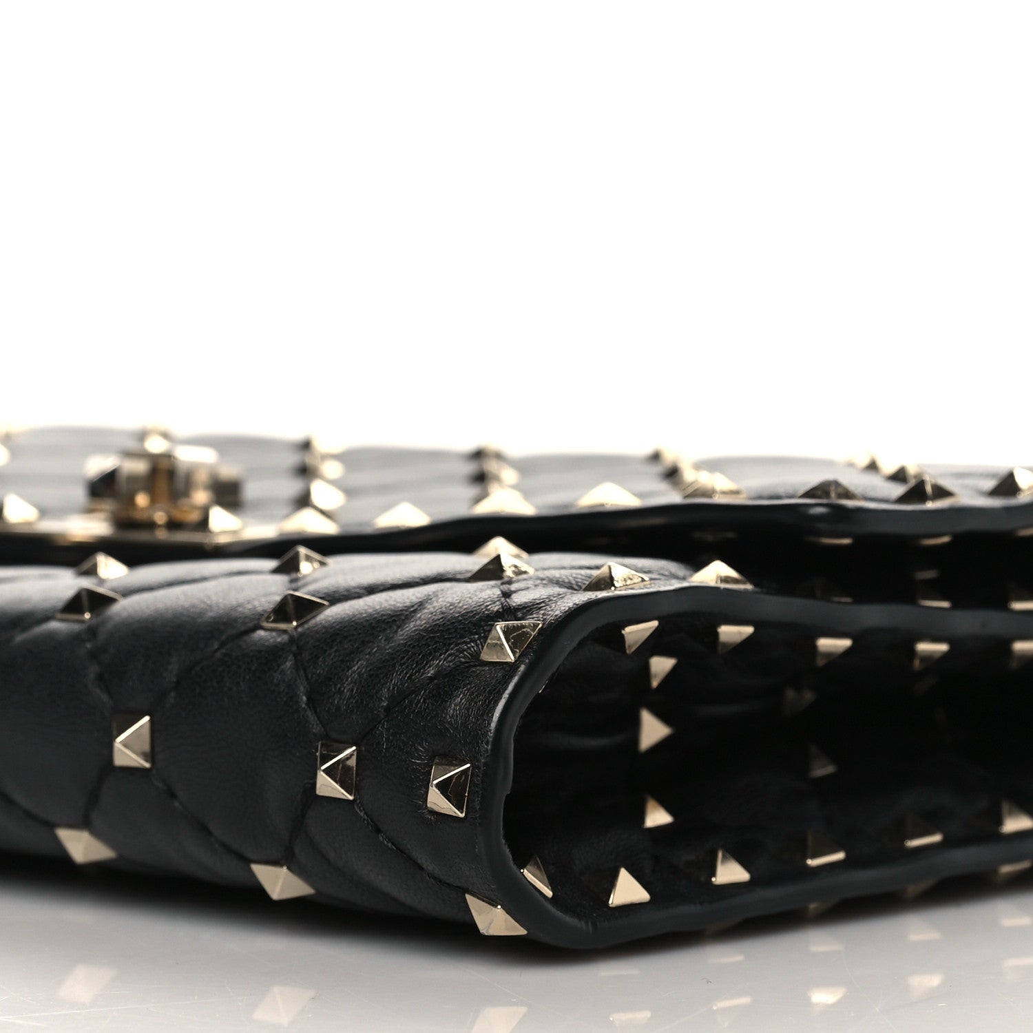 Valentino Garavani Lambskin Rockstud Spike Wallet on Chain Black 9 of 9