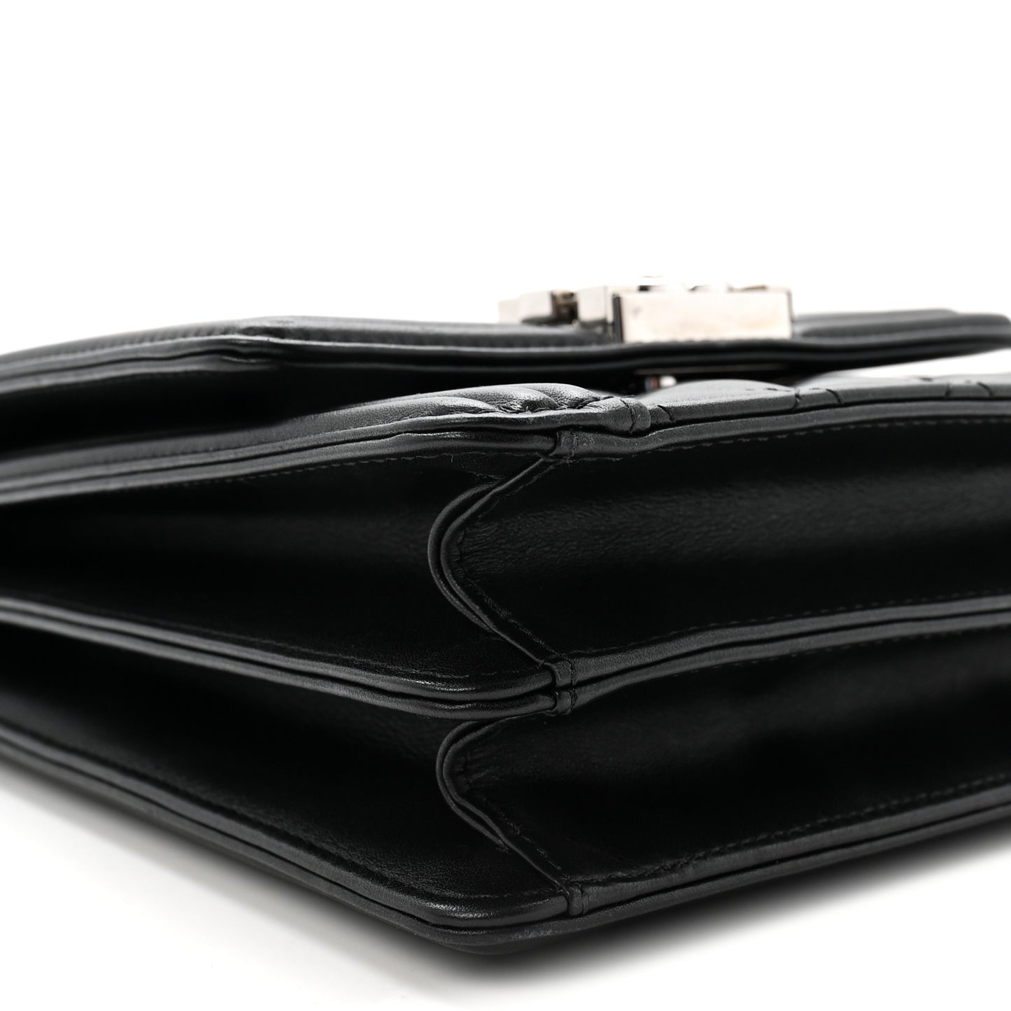 Calfskin Quilted North South Boy Flap Black