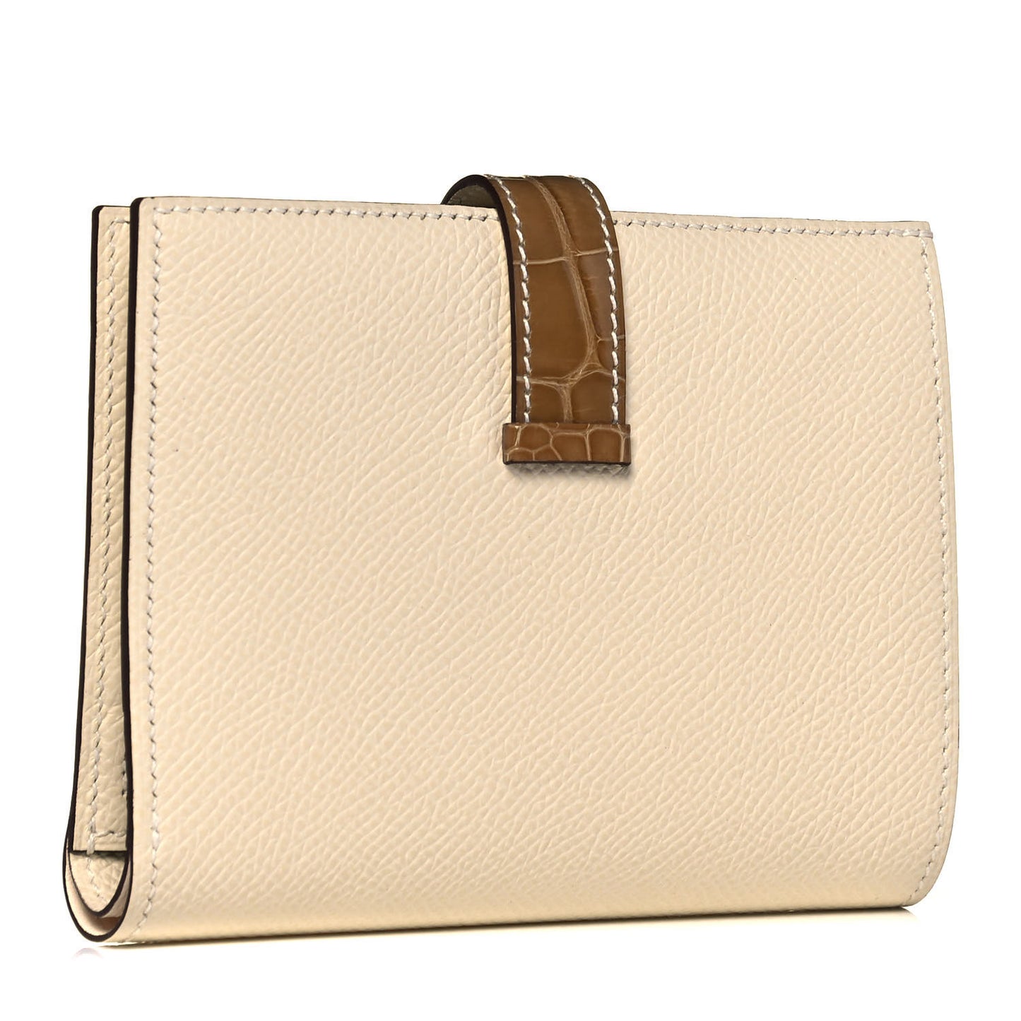 Epsom Shiny Alligator Bearn Touch Compact Wallet Nata Sable