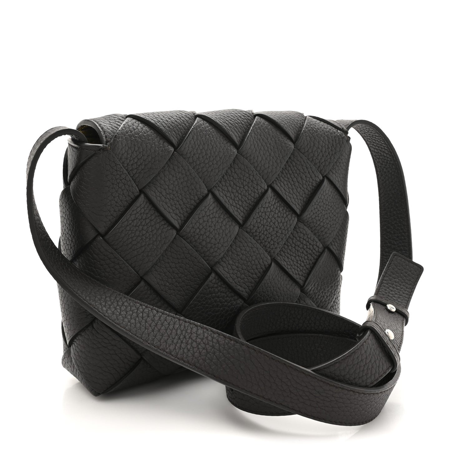 Grained Calfskin Intreccio Small Diago Crossbody Bag Fudge Limonite